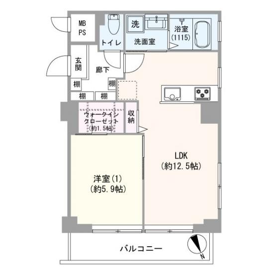 サニーハイツ王子本町-1-間取図(平面図)