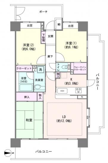 コスモ和光ビューステージ-1-間取図(平面図)