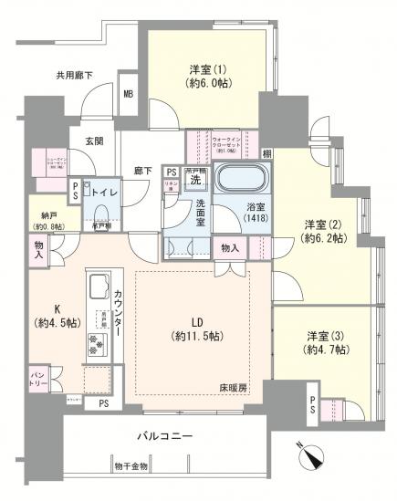 ザ・パークハウス板橋大山大楠ノ杜-1-間取図(平面図)