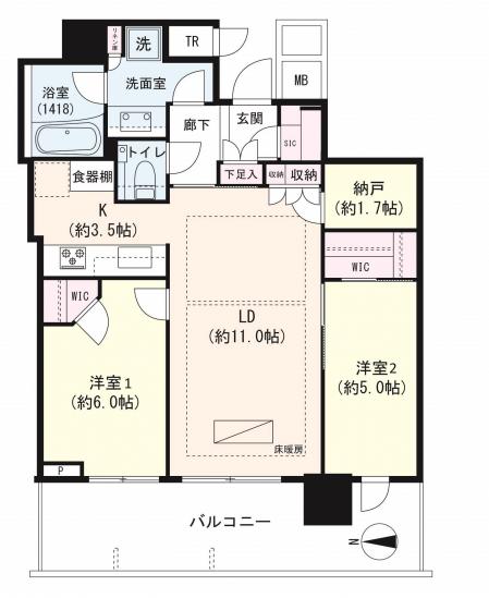 パークタワー晴海-1-間取図(平面図)