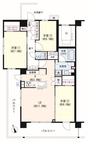 エクセレントシティ船堀Ｖ-1-間取図(平面図)