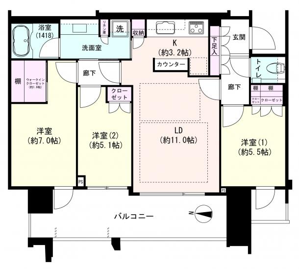 スカイズ　タワー＆ガーデン-1-間取図(平面図)