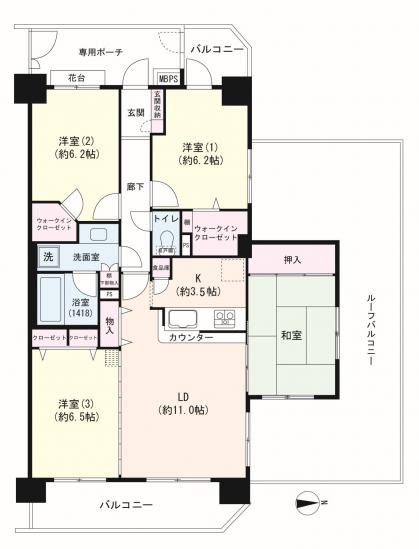 ライオンズマンション西葛西中央通り-1-間取図(平面図)