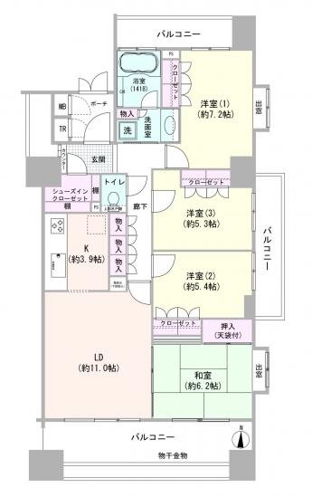 ブルージュ東大島-1-間取図(平面図)