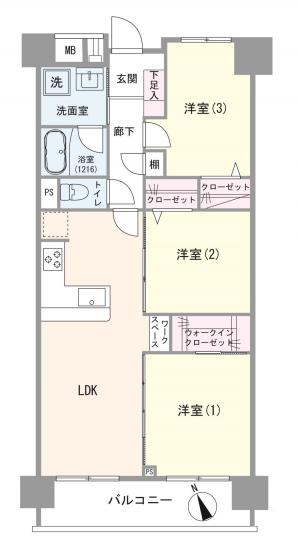 南砂町グリーンハイツ　2号棟-1-間取図(平面図)