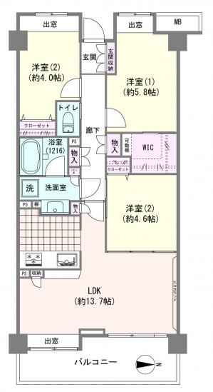 コスモ西大島グランステージ-1-間取図(平面図)