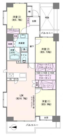 ダイアパレス猿江恩賜公園-1-間取図(平面図)