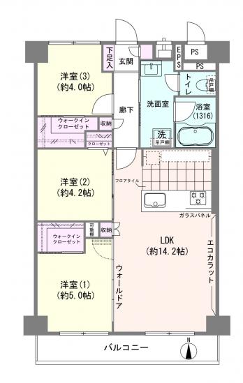 ジュネシオン小名木-1-間取図(平面図)