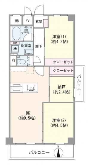 小島第２スカイハイツ-1-間取図(平面図)