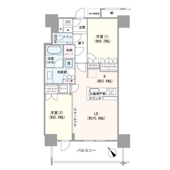 ビーコンタワーレジデンス-1-間取図(平面図)