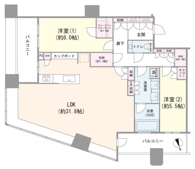 パークタワー勝どきサウス-1-間取図(平面図)