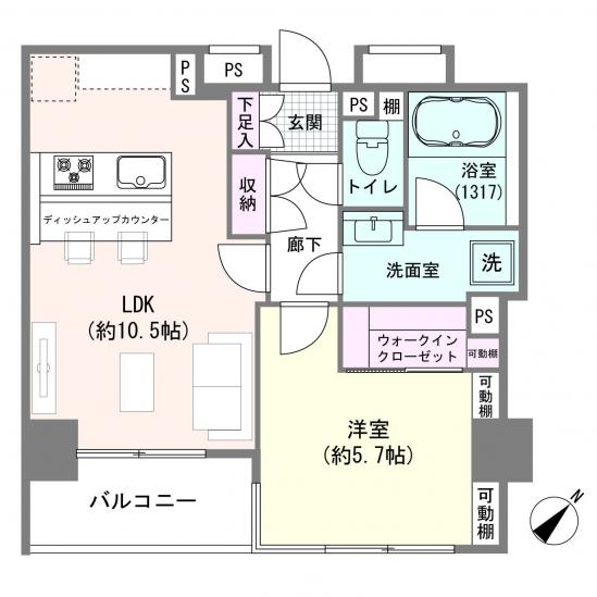 ベルメゾン築地リバーサイド-1-間取図(平面図)