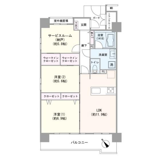 ライオンズマンション船堀駅前第２-1-間取図(平面図)