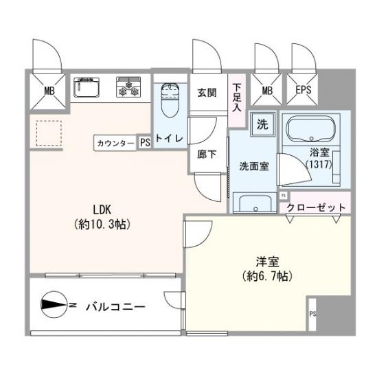 デュオ・スカーラ大島-1-間取図(平面図)