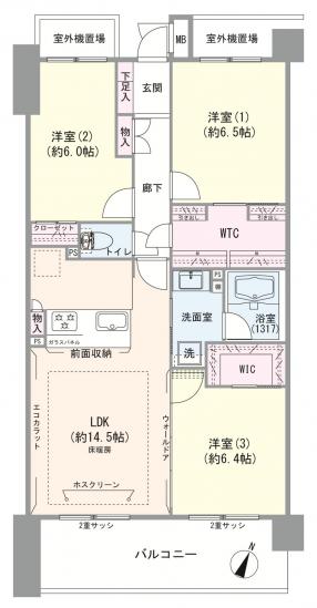 クレストフォルム東京グランイースト-1-間取図(平面図)