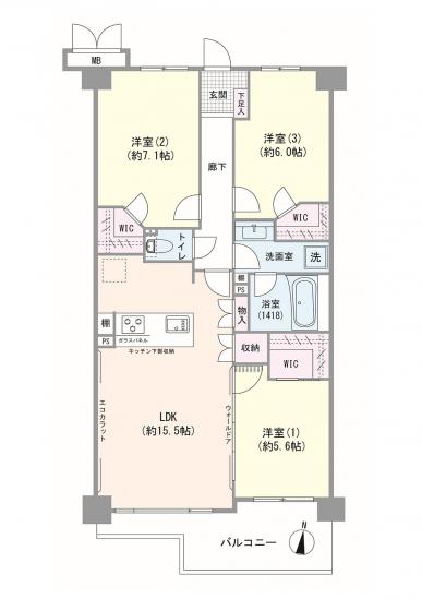 モア・ステージ辰巳-1-間取図(平面図)
