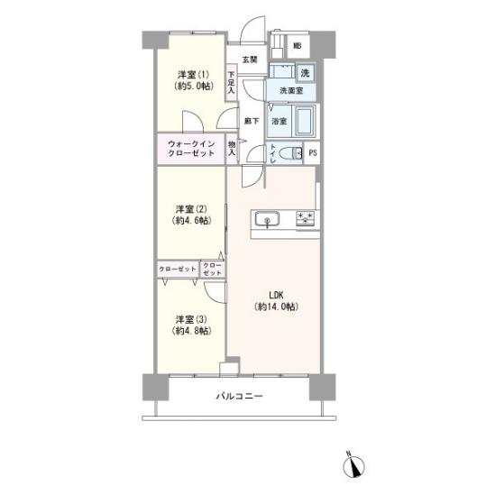 南砂町グリーンハイツ 2号棟-1-間取図(平面図)