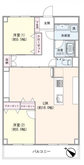 なぎさニュータウン 5号棟-1-間取図(平面図)