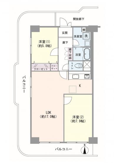 大島スカイハイツ-1-間取図(平面図)
