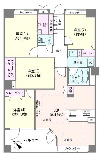 東京月島ガーデンハウス-1-間取図(平面図)