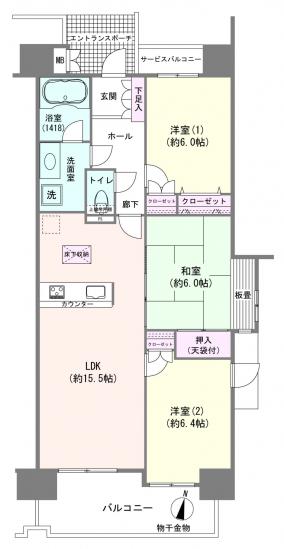 ランジュ２０００ohjima-1-間取図(平面図)