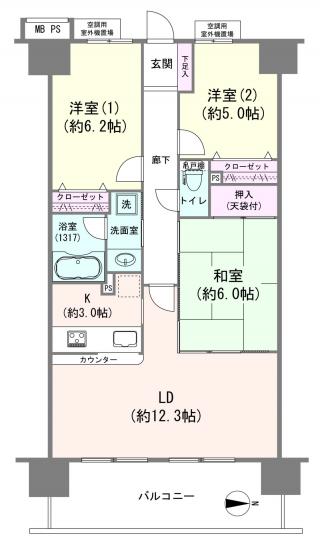 ライオンズステージキャピタルイースト-1-間取図(平面図)