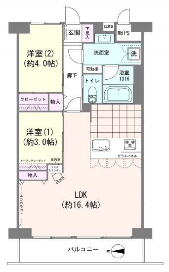 東大島ハイライズ-1-間取図(平面図)