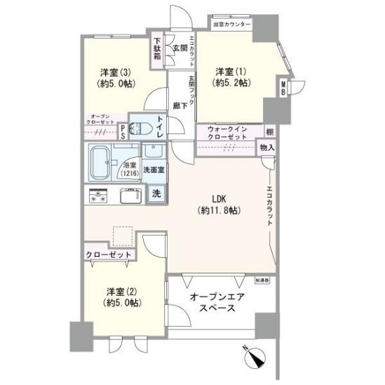 グランシティ勝どき-1-間取図(平面図)