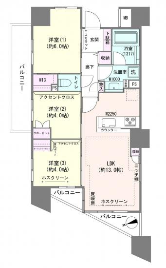パークホームズ清澄白河-1-間取図(平面図)