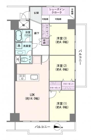 ゾンネンハイム北砂-1-間取図(平面図)