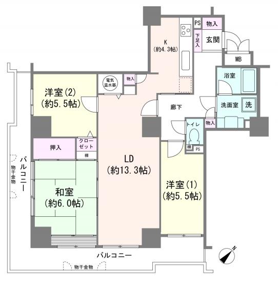 スカイシティ南砂-1-間取図(平面図)
