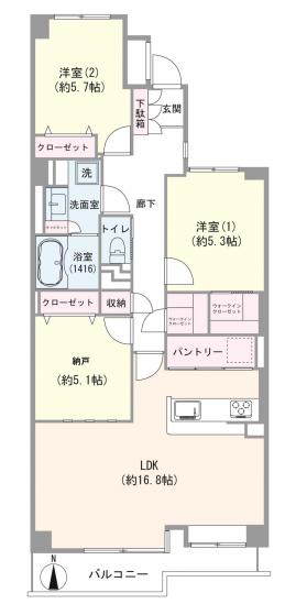 ダイアパレス猿江恩賜公園-1-間取図(平面図)