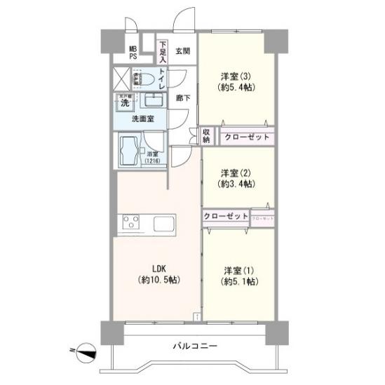 トーア南晴海マンション-1-間取図(平面図)