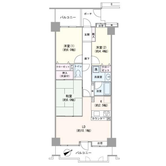 朝日クレスパリオ門前仲町　東館-1-間取図(平面図)