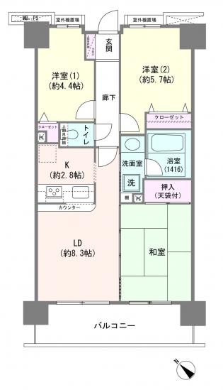 ライオンズマンション豊洲-1-間取図(平面図)