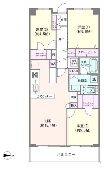 ファミリータウン東陽　Ｅ棟-1-間取図(平面図)