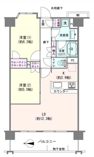 プレシス南砂町DOUX-1-間取図(平面図)