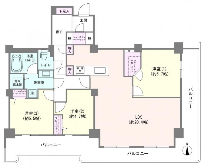 清新北ハイツ　７号棟-1-間取図(平面図)