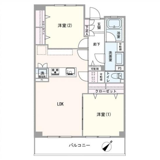 越中島三丁目ハイツ　１号棟-1-間取図(平面図)