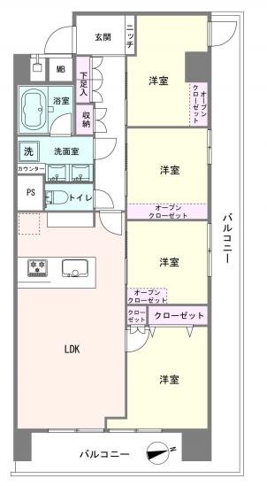 南砂町グリーンハイツ１号棟-1-間取図(平面図)