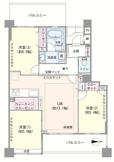 セザールリバーサイド住吉-1-間取図(平面図)