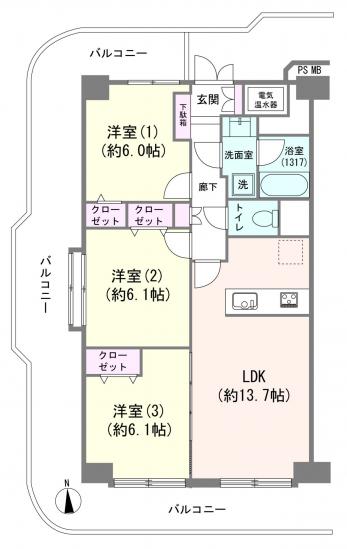 東陽町スカイハイツ-1-間取図(平面図)