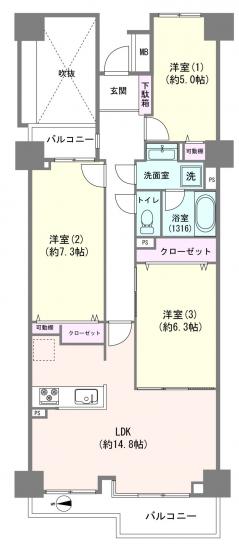 ダイアパレス猿江恩賜公園-1-間取図(平面図)