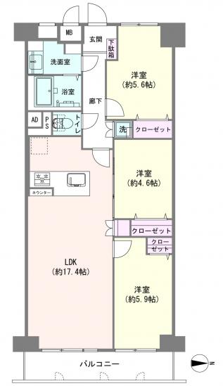 イトーピア東大島マンション-1-間取図(平面図)