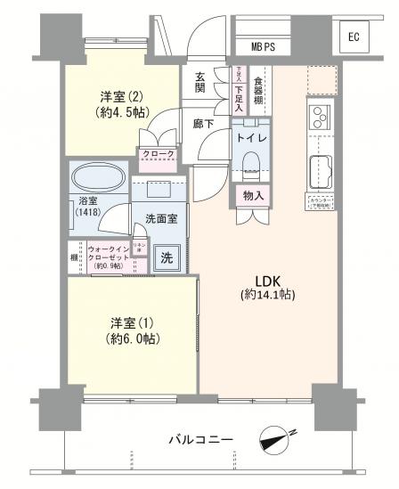 パークタワー東雲-1-間取図(平面図)