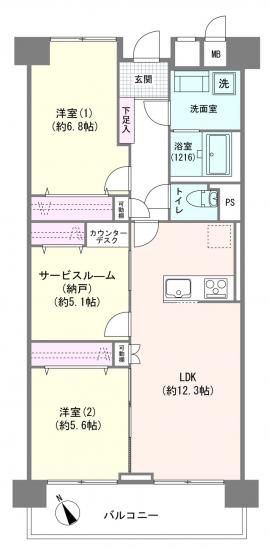 南砂町グリーンハイツ１号棟-1-間取図(平面図)