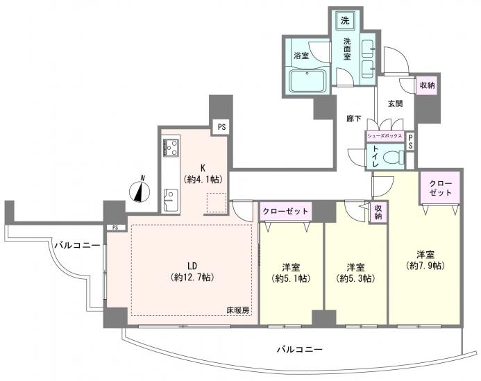 ザ・ガーデンタワーズサンライズタワー-1-間取図(平面図)