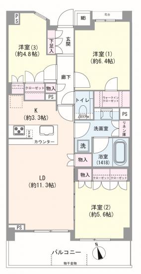 バウス目白御留山-1-間取図(平面図)