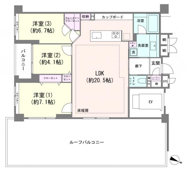ディアパーク市ヶ谷南町-1-間取図(平面図)