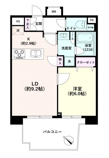 メインステージ西新宿Ⅱ-1-間取図(平面図)